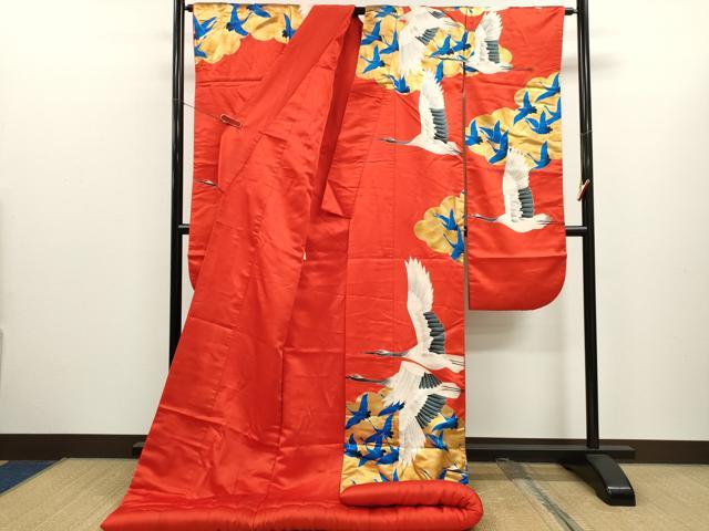 平和屋本店●色打掛　お引きずり　和装　婚礼　結婚式　花嫁　神社挙式　雲取り飛鶴文　金彩　逸品　CABL8069ze
