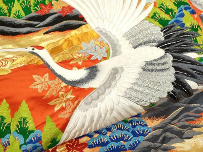 平和屋本店●色打掛　お引きずり　和装　婚礼　結婚式　花嫁　神社挙式　作家物　刺繍　唐織　飛鶴草木文　金銀糸　逸品　CABL8071ze