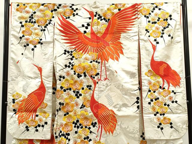 平和屋本店●色打掛　お引きずり　和装　婚礼　結婚式　花嫁　神社挙式　駒刺繍　群鶴梅文　金銀糸　逸品　CABL8073ze