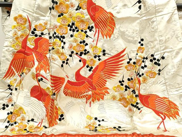 平和屋本店●色打掛　お引きずり　和装　婚礼　結婚式　花嫁　神社挙式　駒刺繍　群鶴梅文　金銀糸　逸品　CABL8073ze