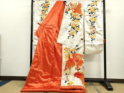 平和屋本店●色打掛　お引きずり　和装　婚礼　結婚式　花嫁　神社挙式　駒刺繍　群鶴梅文　金銀糸　逸品　CABL8073ze
