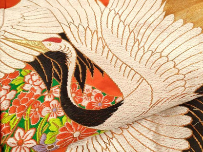 平和屋本店●色打掛　お引きずり　唐織　和装　婚礼　結婚式　花嫁　神社挙式　飛鶴草花文　金糸　逸品　CABL8074ze