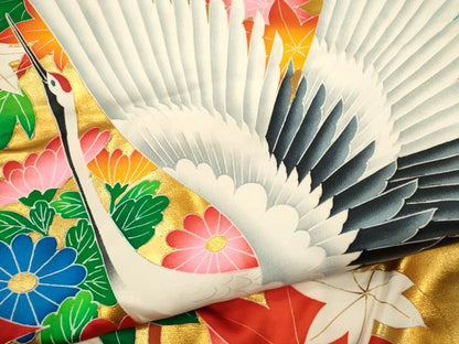 平和屋本店●色打掛　お引きずり　和装　婚礼　結婚式　花嫁　神社挙式　雲取り飛鶴草花文　金彩　逸品　CABL8075ze