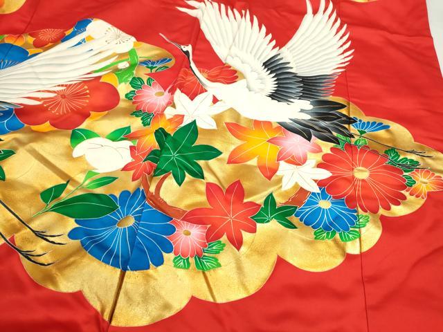 平和屋本店●色打掛　お引きずり　和装　婚礼　結婚式　花嫁　神社挙式　雲取り飛鶴草花文　金彩　逸品　CABL8075ze