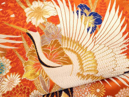 平和屋本店●西陣高級美術織　色打掛　お引きずり　唐織　和装　婚礼　結婚式　花嫁 神社挙式 緞子地六百 炎花園鶴 金銀糸 逸品 CABL8076ze