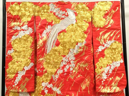 平和屋本店●色打掛　お引きずり　総刺繍　駒刺繍　和装　婚礼　結婚式　花嫁　神社挙式　尾長鳥梅文　金銀糸　逸品　CABL8079ze