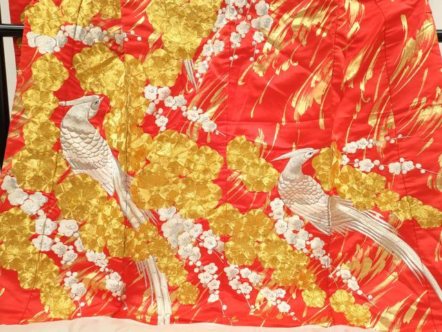 平和屋本店●色打掛　お引きずり　総刺繍　駒刺繍　和装　婚礼　結婚式　花嫁　神社挙式　尾長鳥梅文　金銀糸　逸品　CABL8079ze