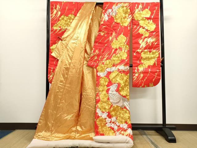 平和屋本店●色打掛　お引きずり　総刺繍　駒刺繍　和装　婚礼　結婚式　花嫁　神社挙式　尾長鳥梅文　金銀糸　逸品　CABL8079ze