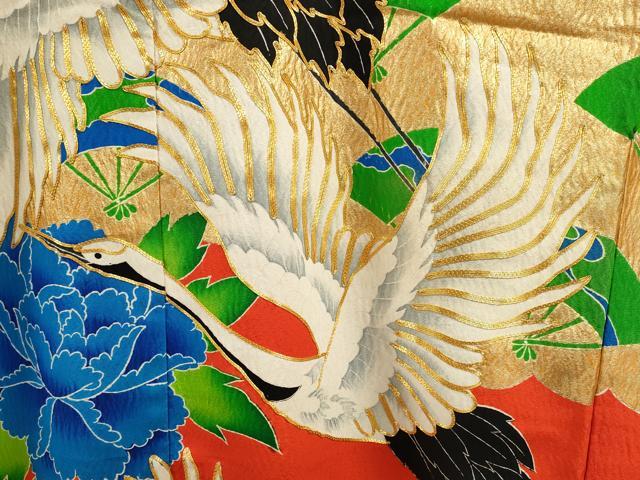 平和屋本店●色打掛　お引きずり　和装　婚礼　結婚式　花嫁　神社挙式　駒刺繍　雲取り飛鶴花文　金彩　逸品　CABL8080ze