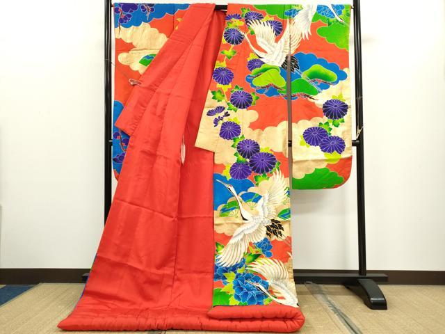 平和屋本店●色打掛　お引きずり　和装　婚礼　結婚式　花嫁　神社挙式　駒刺繍　雲取り飛鶴花文　金彩　逸品　CABL8080ze