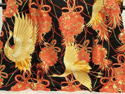 平和屋本店●色打掛　お引きずり　和装　婚礼　結婚式　花嫁　神社挙式　刺繍　唐織　飛鶴花束文　黒地　金糸　逸品　CABL8082ze