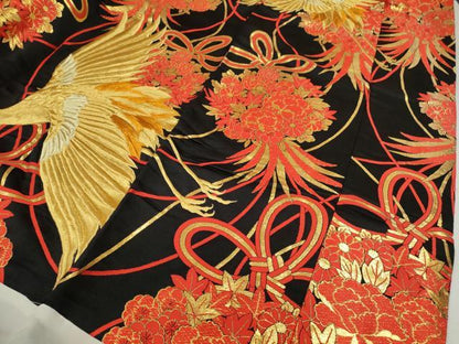 平和屋本店●色打掛　お引きずり　和装　婚礼　結婚式　花嫁　神社挙式　刺繍　唐織　飛鶴花束文　黒地　金糸　逸品　CABL8082ze