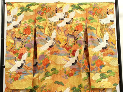 平和屋本店●色打掛　お引きずり　作家物　和装　婚礼　結婚式　花嫁　神社挙式　唐織　慶長文様　金糸　逸品　CABL8083ze