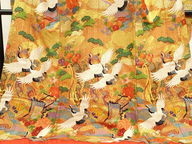 平和屋本店●色打掛　お引きずり　作家物　和装　婚礼　結婚式　花嫁　神社挙式　唐織　慶長文様　金糸　逸品　CABL8083ze