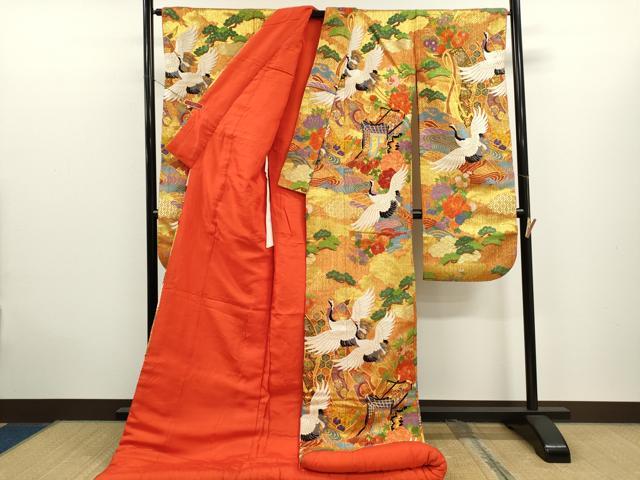 平和屋本店●色打掛　お引きずり　作家物　和装　婚礼　結婚式　花嫁　神社挙式　唐織　慶長文様　金糸　逸品　CABL8083ze
