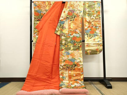 平和屋本店●色打掛　お引きずり　作家物　和装　婚礼　結婚式　花嫁　神社挙式　唐織　花車文　金糸　逸品　CABL8085ze