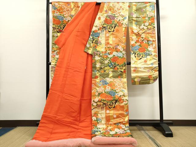 平和屋本店●色打掛　お引きずり　作家物　和装　婚礼　結婚式　花嫁　神社挙式　唐織　花車文　金糸　逸品　CABL8085ze