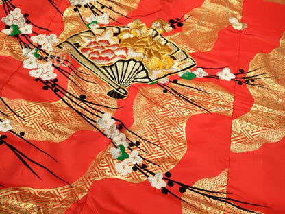 平和屋本店●色打掛　お引きずり　和装　婚礼　結婚式　花嫁　神社挙式　総刺繍　駒刺繍　檜扇吉祥草花文　金銀糸　逸品　CABL8086ze