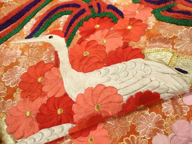 平和屋本店●色打掛　お引きずり　和装　婚礼　結婚式　花嫁　神社挙式　総刺繍　駒刺繍　檜扇飛鶴草花文　金銀糸　逸品　CABL8087ze