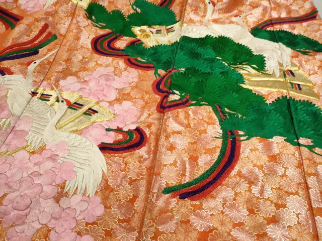 平和屋本店●色打掛　お引きずり　和装　婚礼　結婚式　花嫁　神社挙式　総刺繍　駒刺繍　檜扇飛鶴草花文　金銀糸　逸品　CABL8087ze