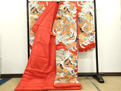 平和屋本店●西陣工芸織　色打掛　お引きずり　和装　婚礼　結婚式　花嫁　神社挙式　唐織　菊華鶴　金銀糸　逸品　CABL8091ze