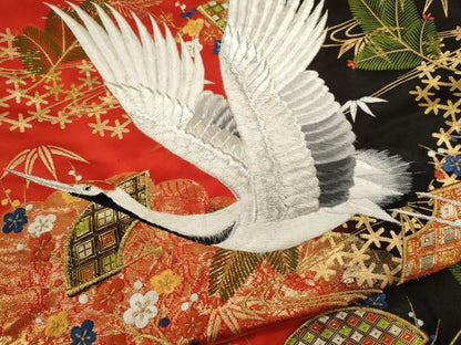 平和屋本店●色打掛　お引きずり　和装　婚礼　結婚式　花嫁　神社挙式　刺繍　飛鶴扇面草花文　金銀糸　逸品　CABL8093ze