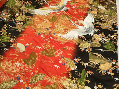 平和屋本店●色打掛　お引きずり　和装　婚礼　結婚式　花嫁　神社挙式　刺繍　飛鶴扇面草花文　金銀糸　逸品　CABL8093ze