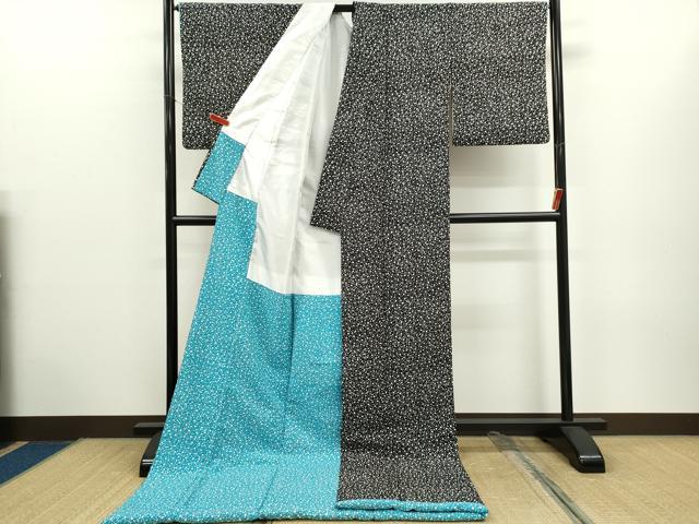 平和屋本店●お引きずり・お引き摺り・引き振袖　和装　結婚式　舞妓　芸妓　芸者　衣装　あられ　黒地　洗える着物　CABL8101ze