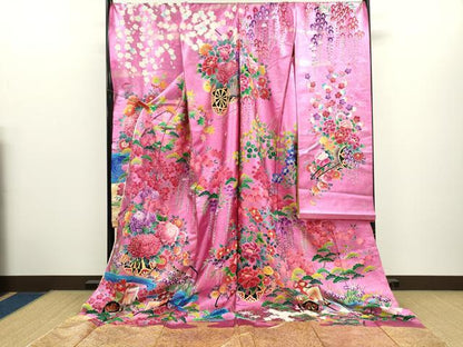 平和屋本店●色打掛　和装　婚礼　結婚式　花嫁　神社挙式　松竹梅花車文　金銀彩　仮絵羽　逸品　未使用　CABL8104ze