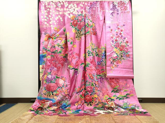 平和屋本店●色打掛　和装　婚礼　結婚式　花嫁　神社挙式　松竹梅花車文　金銀彩　仮絵羽　逸品　未使用　CABL8104ze
