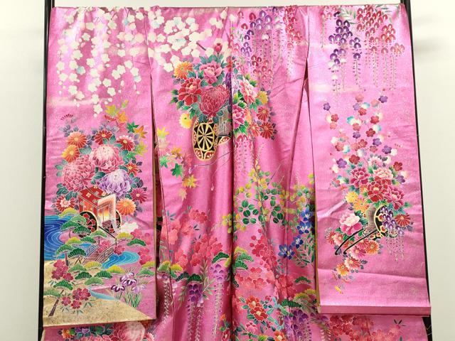 平和屋本店●色打掛　和装　婚礼　結婚式　花嫁　神社挙式　松竹梅花車文　金銀彩　仮絵羽　逸品　未使用　CABL8104ze