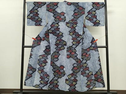 平和屋着物∴夏物　浴衣　有松鳴海絞り　青海波　綿　逸品　CABL8107ze