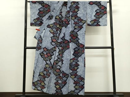 平和屋着物∴夏物　浴衣　有松鳴海絞り　青海波　綿　逸品　CABL8107ze
