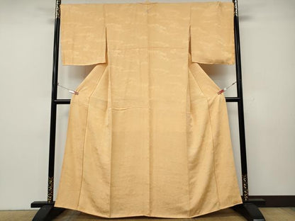平和屋着物●上質な色無地　エ霞舞花地紋　雄黄色　正絹　逸品　CABL8407ut