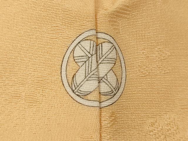 平和屋着物●上質な色無地　エ霞舞花地紋　雄黄色　正絹　逸品　CABL8407ut