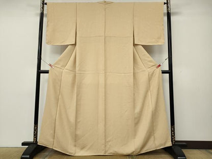 平和屋着物●上質な色無地　霞地紋　薄香色　正絹　逸品　未使用　CABL8408ut