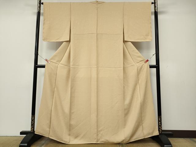 平和屋着物●上質な色無地　霞地紋　薄香色　正絹　逸品　未使用　CABL8408ut
