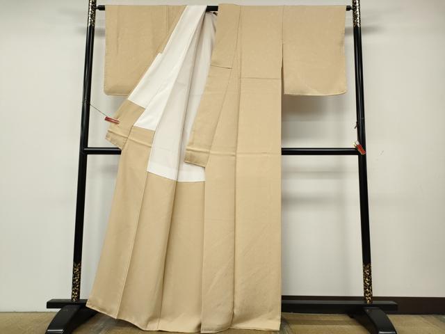 平和屋着物●上質な色無地　霞地紋　薄香色　正絹　逸品　未使用　CABL8408ut