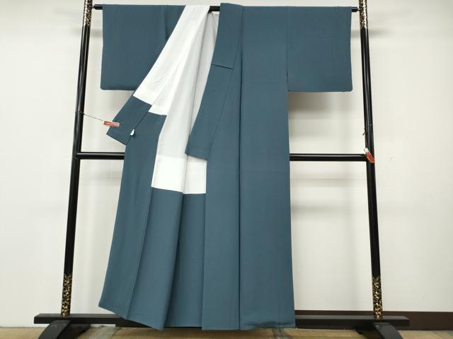 平和屋着物●上質な色無地　御召御納戸色　正絹　逸品　CABL8409ut