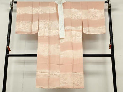 平和屋着物●長襦袢　無双仕立て　地紋起こし　横段花唐草文　正絹　逸品　CABL8412ut