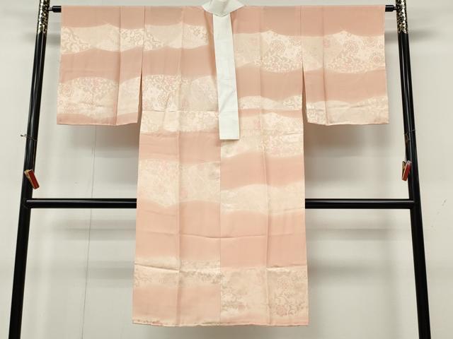 平和屋着物●長襦袢　無双仕立て　地紋起こし　横段花唐草文　正絹　逸品　CABL8412ut