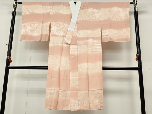 平和屋着物●長襦袢　無双仕立て　地紋起こし　横段花唐草文　正絹　逸品　CABL8412ut