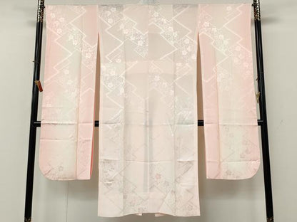 平和屋着物●振袖用長襦袢　無双仕立て　松皮菱梅地紋　暈し染め　正絹　逸品　CABL8413ut