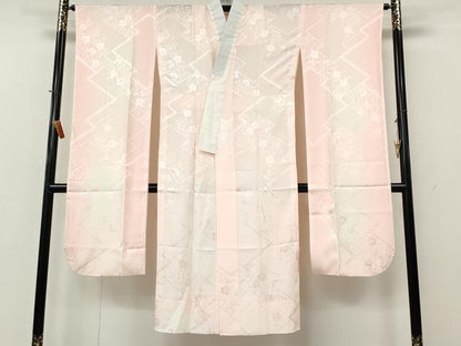 平和屋着物●振袖用長襦袢　無双仕立て　松皮菱梅地紋　暈し染め　正絹　逸品　CABL8413ut