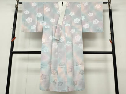 平和屋着物●長襦袢　無双仕立て　舞梅地紋　暈し染め　正絹　逸品　未使用　CABL8414ut