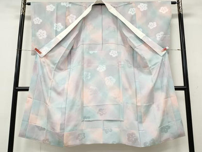 平和屋着物●長襦袢　無双仕立て　舞梅地紋　暈し染め　正絹　逸品　未使用　CABL8414ut