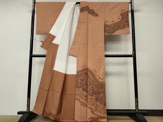 平和屋着物●訪問着　紬地　辻が花　絞り　正絹　逸品　CABL8418ut