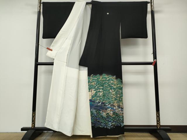 平和屋着物●本場加賀友禅作家　杉浦伸　黒留袖　飛鳥船草花文　暈し染め　正絹　逸品　CABL8419ut