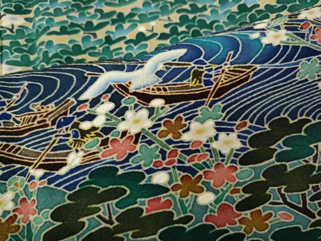 平和屋着物●本場加賀友禅作家　杉浦伸　黒留袖　飛鳥船草花文　暈し染め　正絹　逸品　CABL8419ut