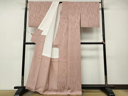平和屋着物●上質な色無地　短冊重ね吉祥地紋　虹色　正絹　逸品　CABL8422ut